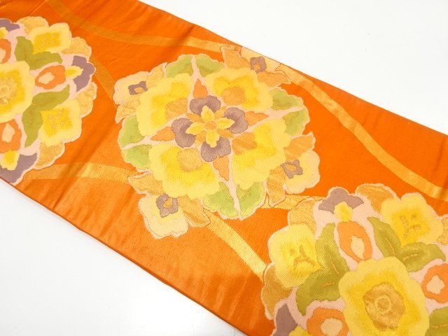 JAPANESE FUKURO OBI / WOVEN FLOWER CREST